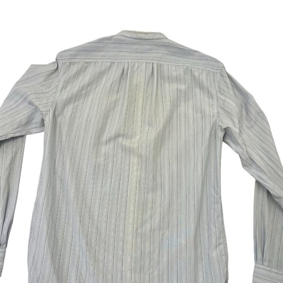 Double RL Ralph Lauren RRL Grandad Collar Stripe Shirt Blue White Men's XS - Picture 4 of 6